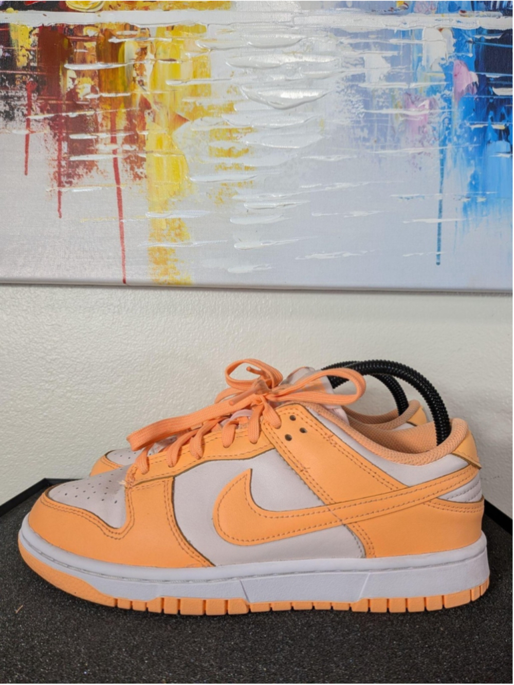 Nike Dunk Low Shoes Womens Size 8 Peach Cream Orange White Leather Sneakers